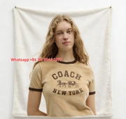 Coach New York Ringer Tee Flannel Throw Blanket for Couch and Wall Decor C322